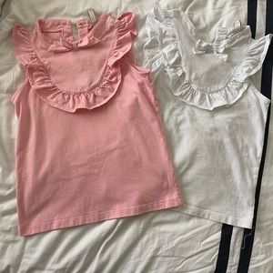 GIRLS JANIE AND JACK SET OF 2 RUFFLE COLLAR TOPS